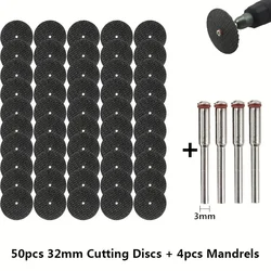 32mm Abrasive Cutting Discs with Mandrels: Grinding Wheels for Dremel Accesories & Metal Cutting Rotary Tool Saw Blade