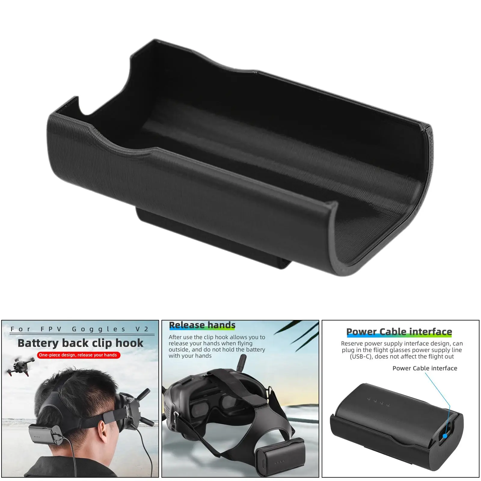 Plastic Battery Bracket Holder, Fit para Goggles V2 Acessório, Cor Preta