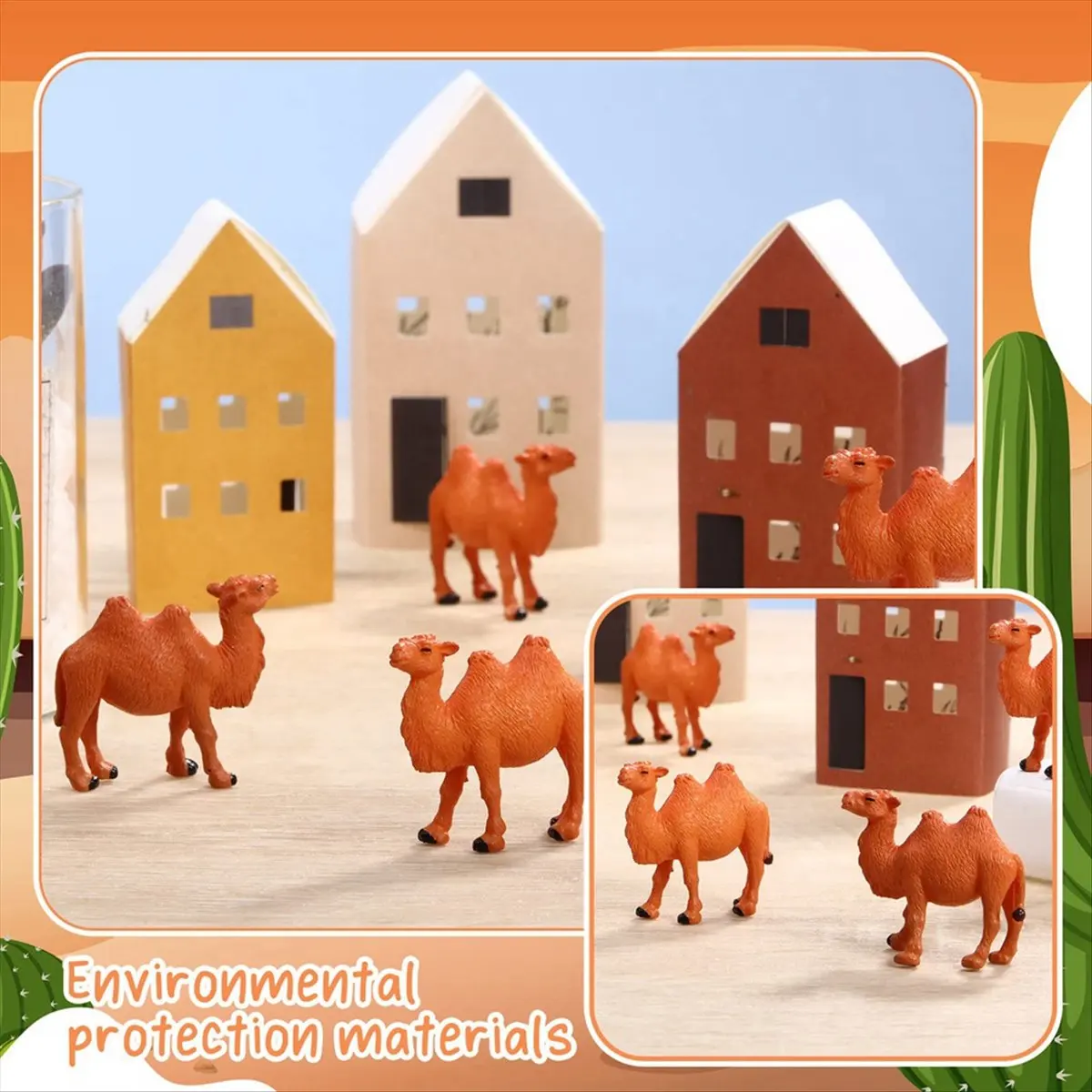 AT16 24Pcs Camel Figurines Miniature Toys Camel Models Animal Figurines for Cake Toppers Home Desktop Ornaments Decor