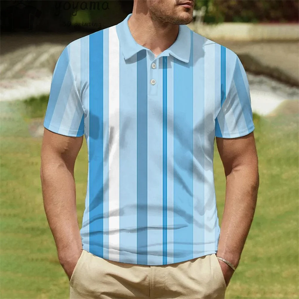 

Summer Fashion Simple Striped Print Men's Shirts Harajuku Street Men's Clothing T-shirts for Men Casual Breathable Mens T shirt