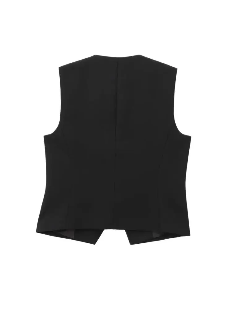 Women Fashion Front Button Asymmetric Waistcoat And Mid Waist Front Darts Straight Pants Female Two Piece Sets Mujer
