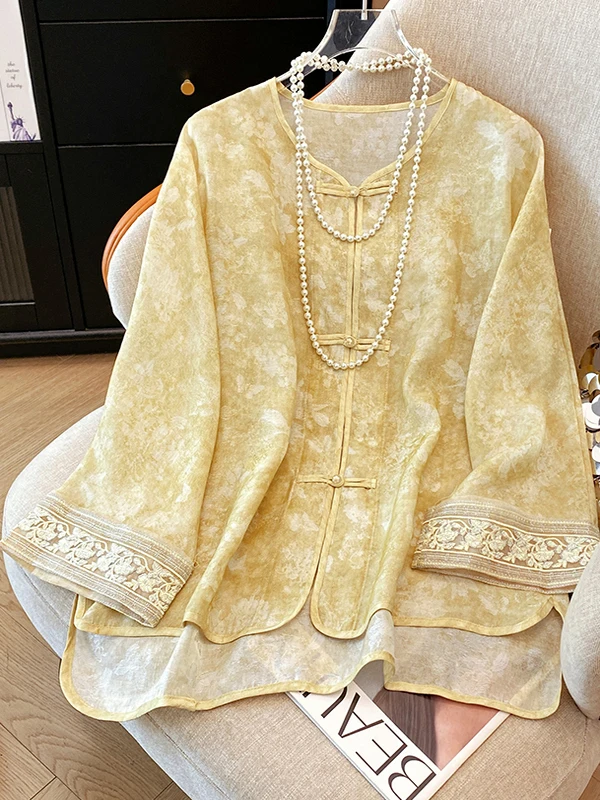 Ele الصينية Sle المطرزة Ogees لينة Sle طويلة Sve فضفاضة تناسب جولة Ne ملابس خارجية Gentlewomen Faion الأعلى