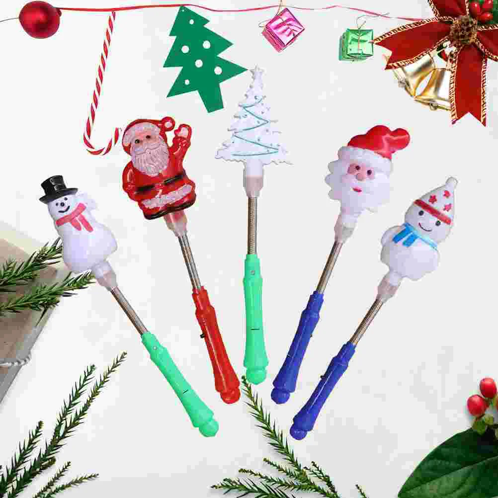 

5pcs Christmas Spring Flash Sticks Christmas Glow Sticks Christmas Cheering Props Christmas Party Supplies for Kids Children San
