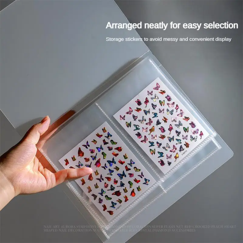 Nail Art Sticker Storage Album Convenient Access Large Capacity Classified Storage Thickened Material Manicure Tools Transparent