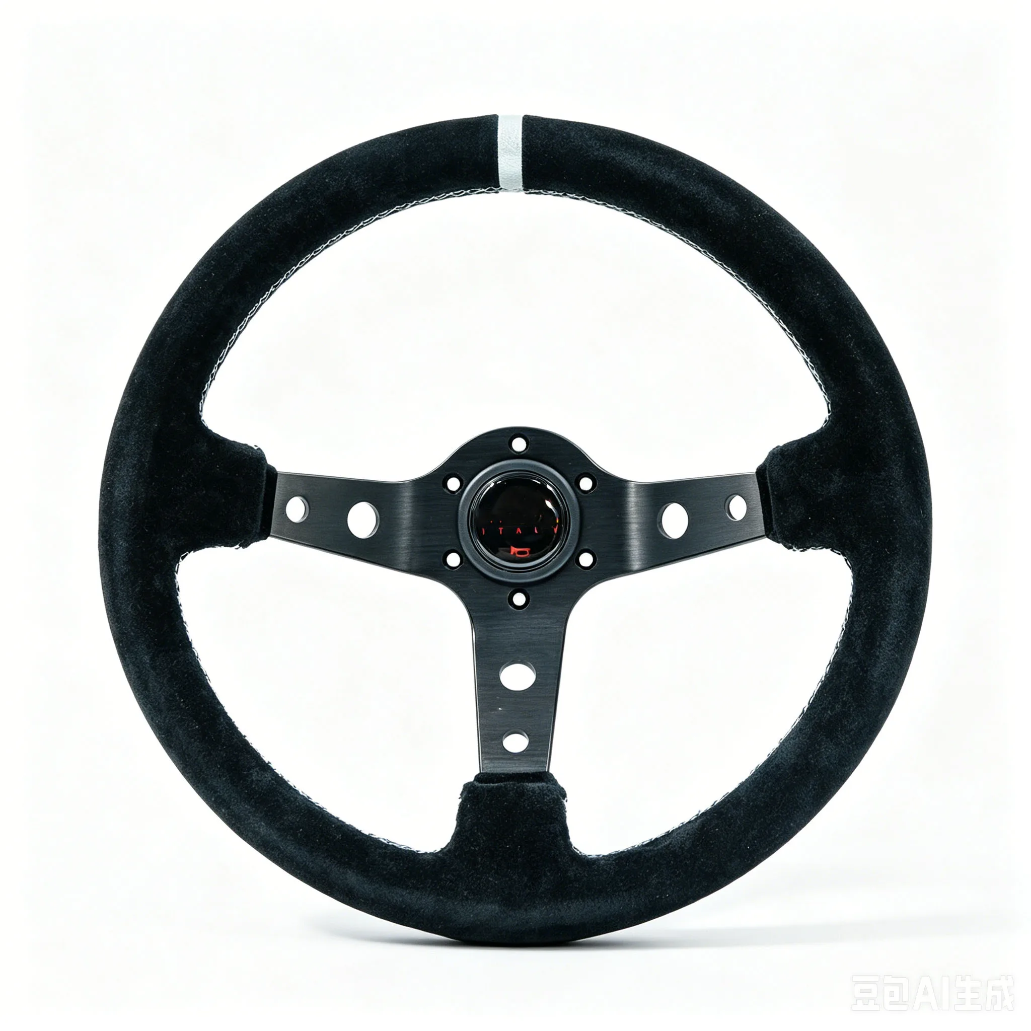 14 Inch 340MM Gaming Deep Concave Steering Wheel Toy Racing Wheel Suede Car Modification Wheel for Simulation Driving Experience