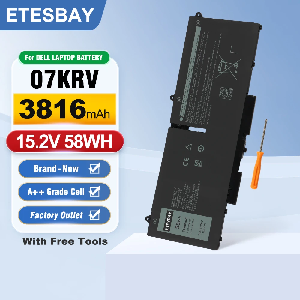 ETESBAY 07KRV Laptop Battery For Dell Latitude 5430 5530 5330 7530 7430 7330 Precision 3570 P104F005 P104F006 P137G004 P137G005
