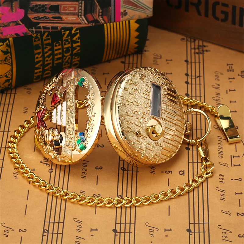 Kreative Geburtstags-Taschenuhr mit Musik und Kuchen-Design, Dekoratives Geschenk mit Manueller Quarz-Bewegung und Kette – Detail 6
