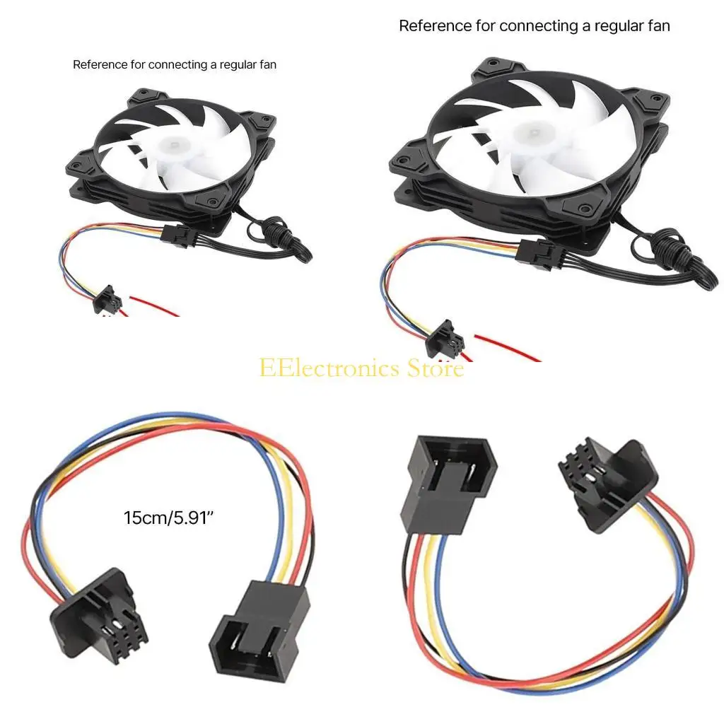

B03C Convenient 4Pin PWM Fan Extension Cable 4pin Male to 6Pin Female Converter Compatible for Computer Cooling Fans PC Case