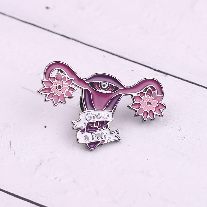 Uterus Feminist Grow Pins Enamel Brooches for Women Lapel pin Metal Badge Collar Jewelry Gifts For Doctor Nurse