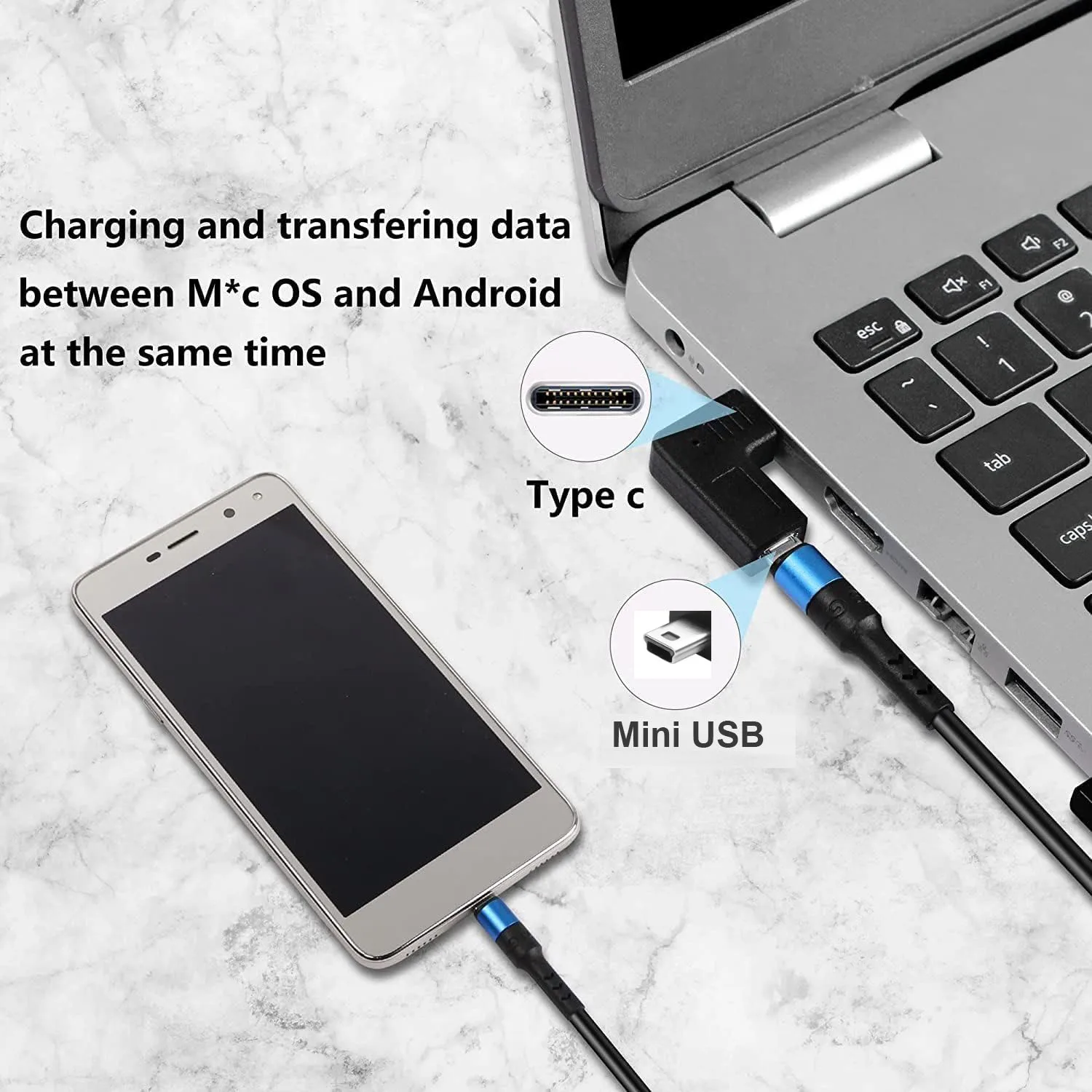 1-10 Stück 90-Grad-Winkel USB Typ C Stecker auf Mini 5-Pin USB Buchse Lade- und Datensynchronisationsadapter für Kamera GPS Dashcam – Detail 3