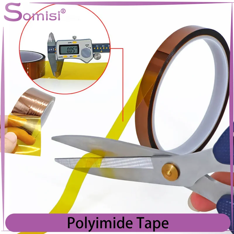 1~10pcs Kapton Tape 5mm ~ 100mm Heat Resistant High Temperature High Insulation Electronics Industry Welding Polyimide Tape