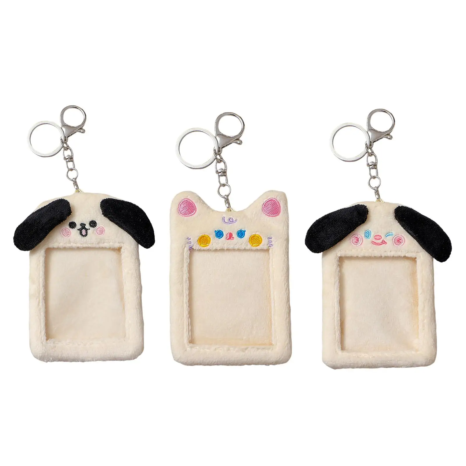 Soft Plush Photocard Holder Keychain Protection Sleeve for Badge Shoulder Bags