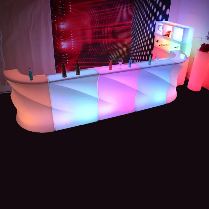 operated rgb color changing Wavy Line outdoor bar  mobile led lighting restaurant bar