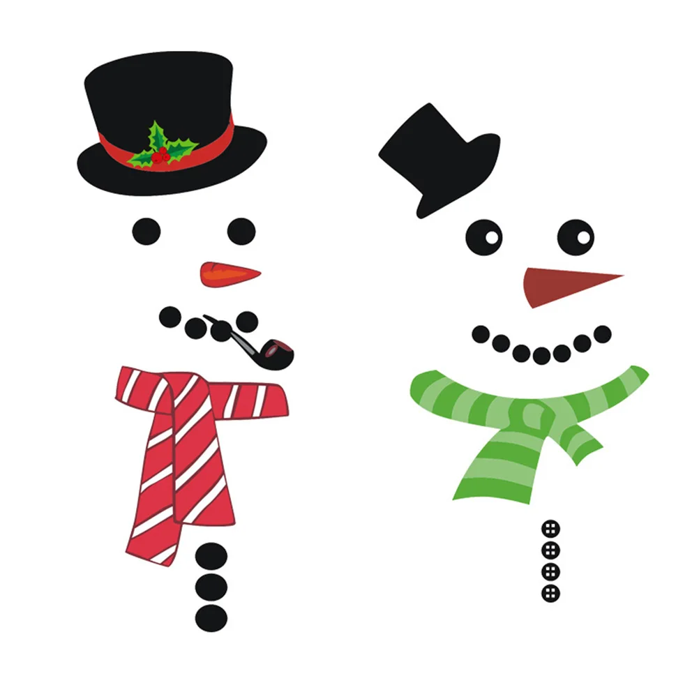 

2 Pcs Snowman Fridge Magnet Christmas Refrigerator Stickers Decor Wall Decal Decorations Decals