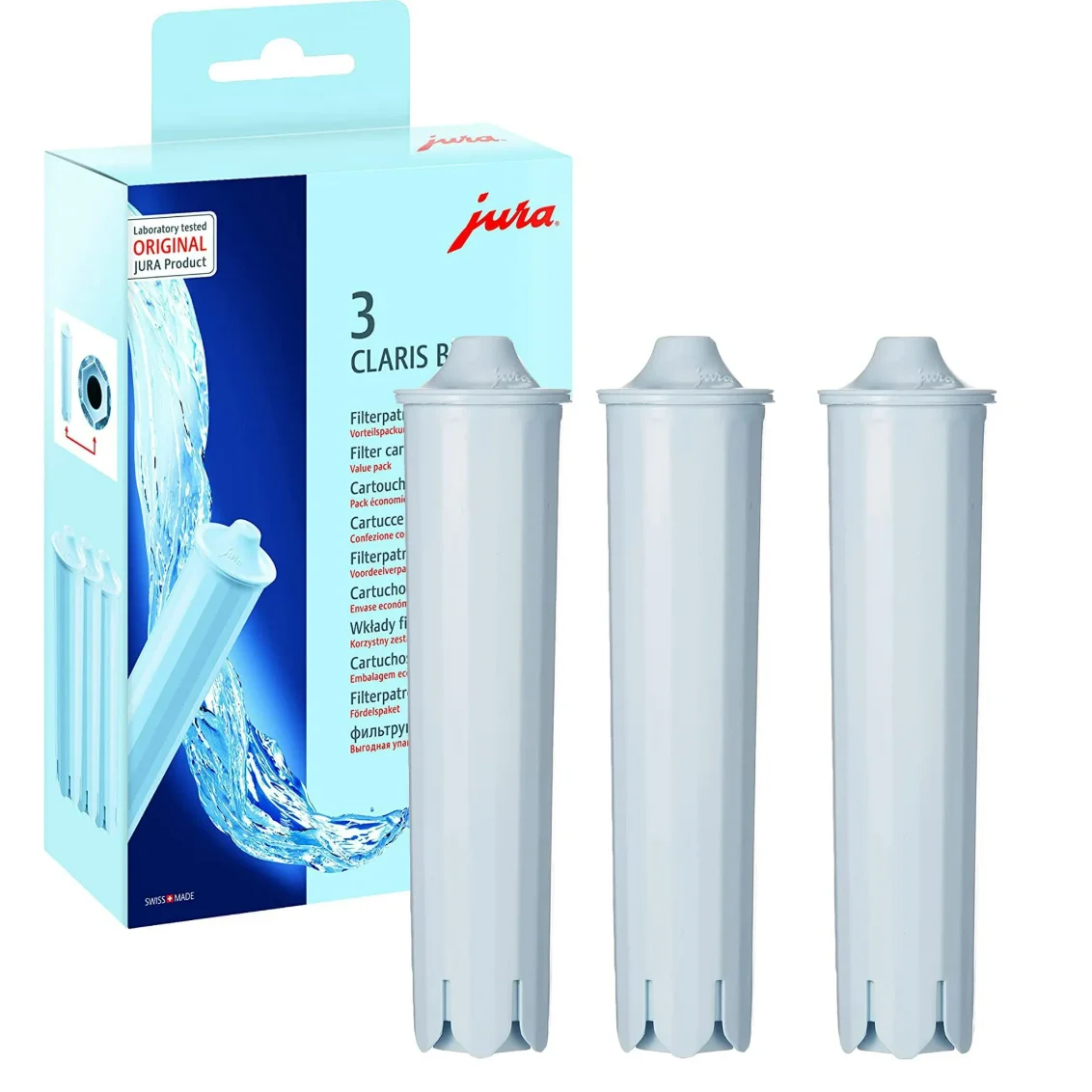 Cartucho de filtro Jura CLARIS Cartucho de filtro de agua azul para cafeteras Paquete de 3