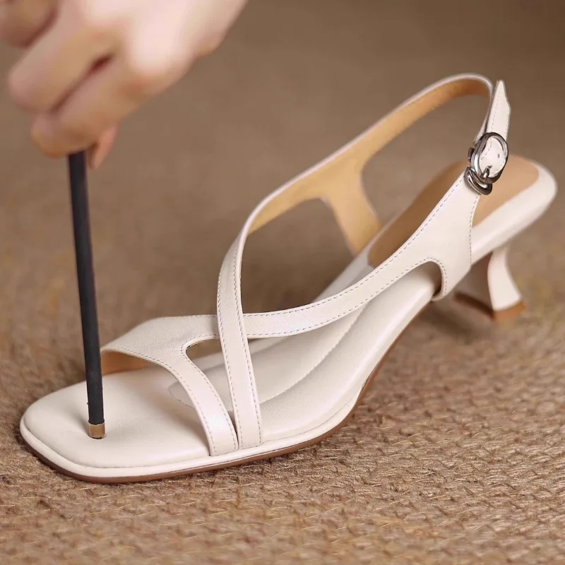 

New Womens Sandals Elegant French High Heeled Sandals for Woman Comfortable Vacation Casual Shoes Designer Shoes Sandalias Mujer