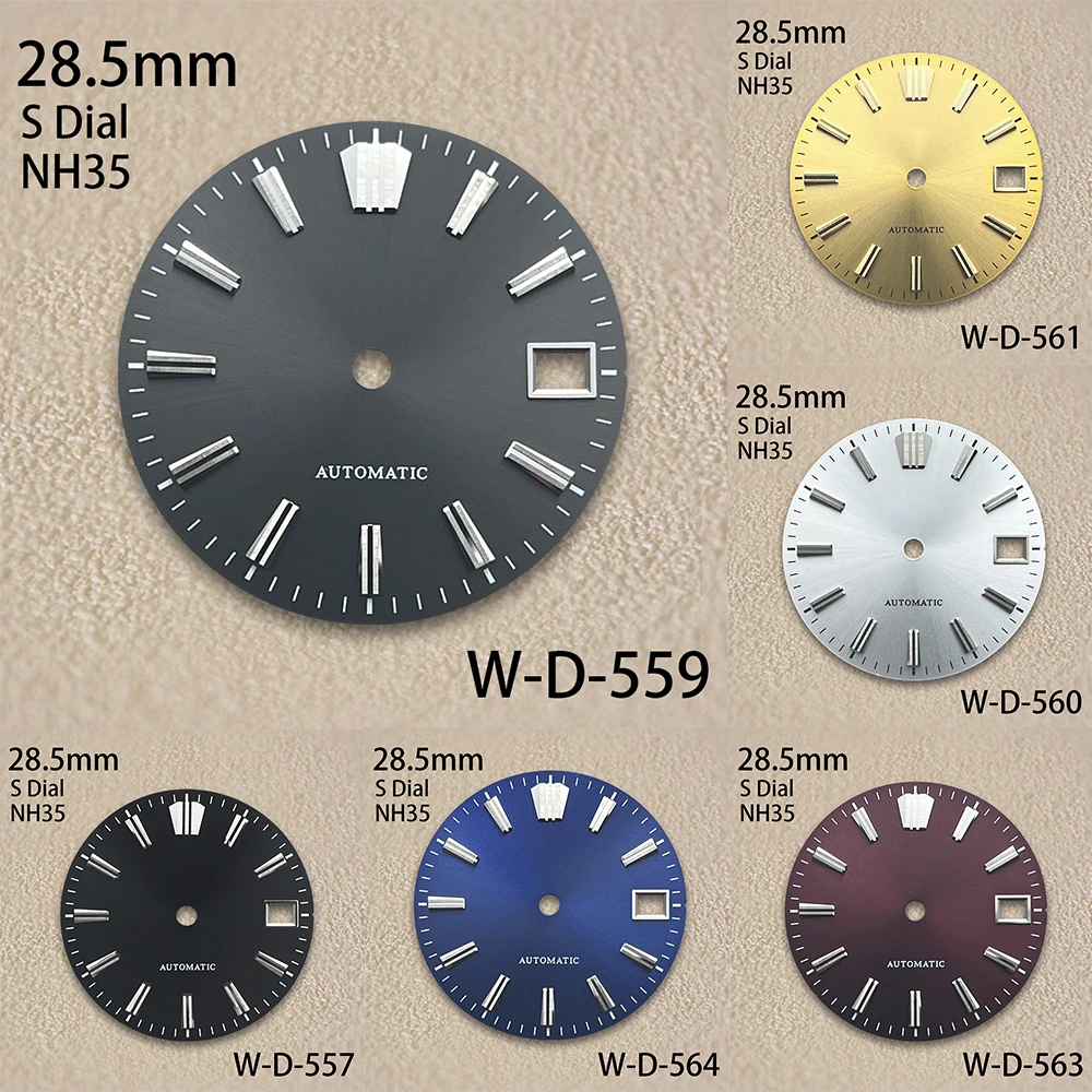 

28.5mm S Logo Dial Fit NH35/NH36/4R/7S Japanese Movement High-Quality Applied Index Riveted Dial Watch Modified Accessories