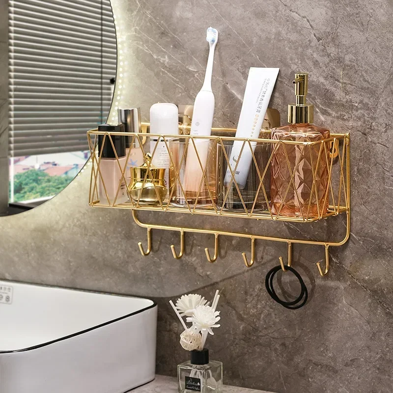 

Wall Hanging Storage Rack without Punching, Cosmetic Skincare Product, Luxury