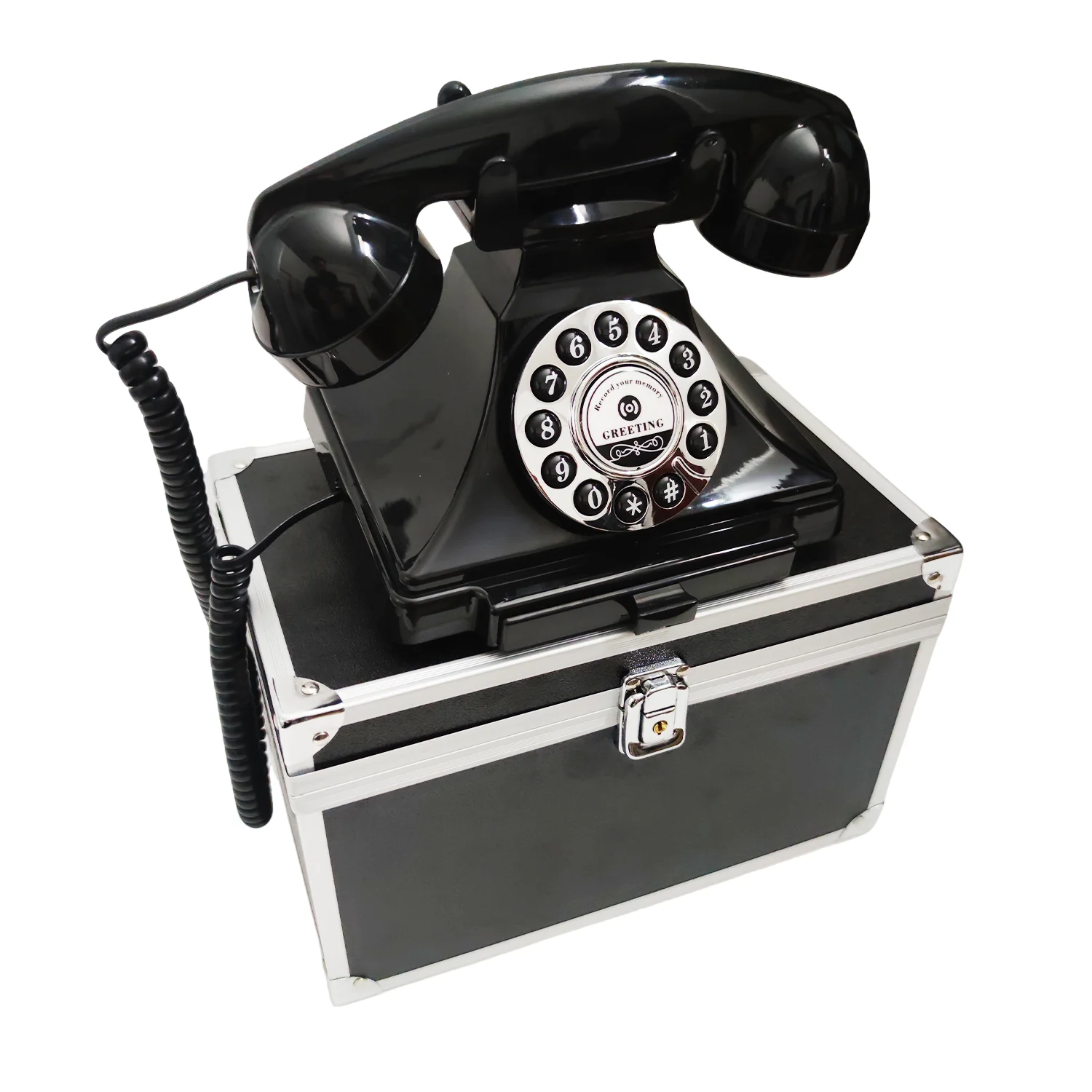 Audio-Nachrichten-Gästebuch Hochzeitstelefon Retro-Drehscheiben-Stil Antikes Telefon Gästebuch-Telefon Sprachaufzeichnungsgerät für Hochzeitsfeier – Detail 4