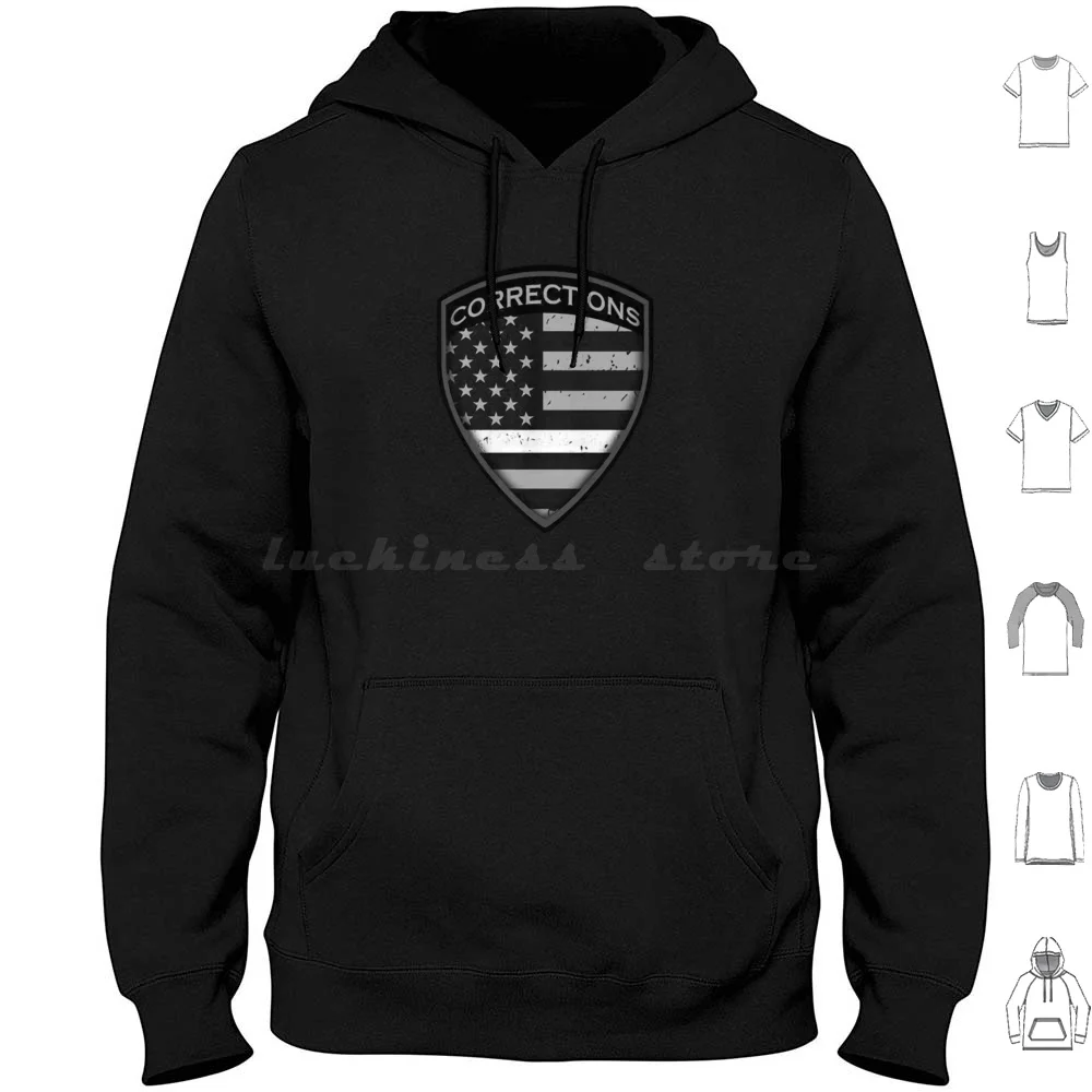 Thin Correctional Officer Hoodies Long Sleeve Correctional Officer Thin American Flag Proud Distressed Usa Correction