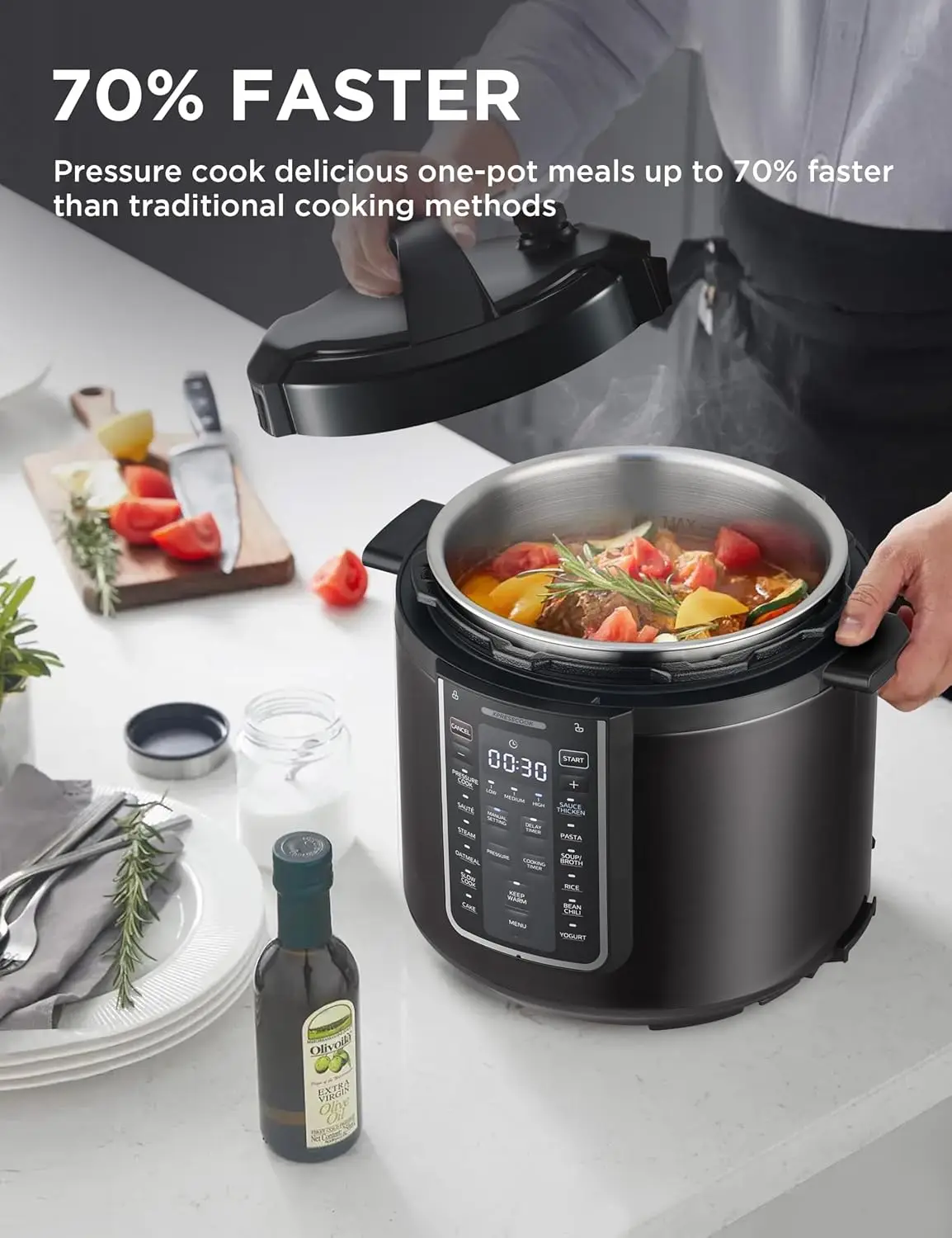 12-in-1 Electric Pressure Cooker, 6 Quarts, 12 Presets, Multi-Functional Programmable Slow Cooker, Rice Cooker, Steamer