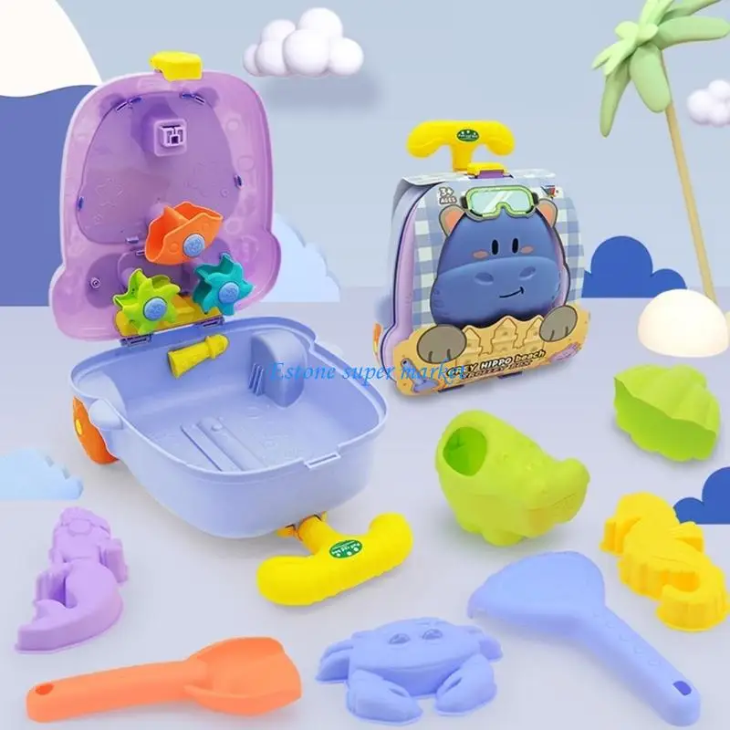 090B Travel Beach Toy Sandcastle Mold Toy Kids Outdoor Water Play Suitcase Pool Toy