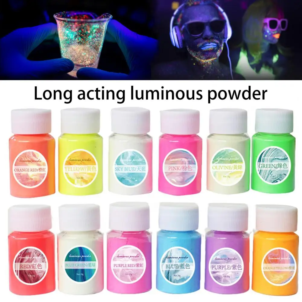 1PC Glow in the Dark Pigment Luminous Acrylic Glitter Paint Fluorescent Paint For Kid DIY Art Decoration Wall Glass Paper