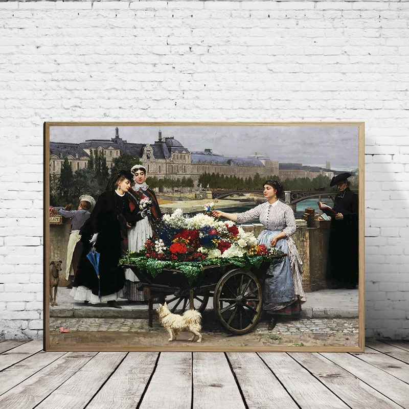 Flower Market Boulevard Montmartre Spring Classic Street Scenes Poster Canvas Painting Wall Art Picture for Room Office Decor