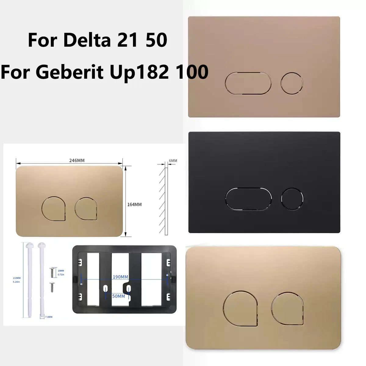 

Dual Actuator Flush Plate for Geberit Up182 100 Conceal Cistern for Delta 21 50 Series Panel Wall-mount Hidden Tank Button