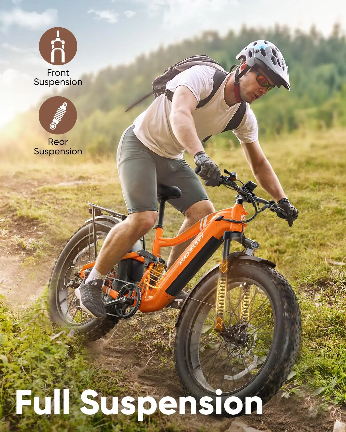 500W Electric Bike 48V 20AH Full Suspension 26" Fat Tire 20MPH 80Miles 7 Speed Hydraulic Disc Brakes, Customized
