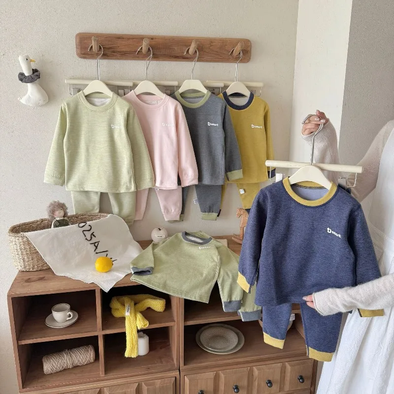 Children Pajamas Sets Winter Autumn Double-sided Wool Silk Sleepwear for Kids Thickenedboys Girls Long Johns Thermal Underwear