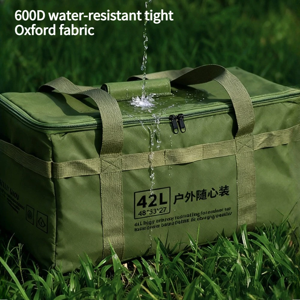 42L Large Capacity Portable Multifunctional Storage Bag Waterproof Outdoor Camping Travel Fishing Handbag For Tableware Stove