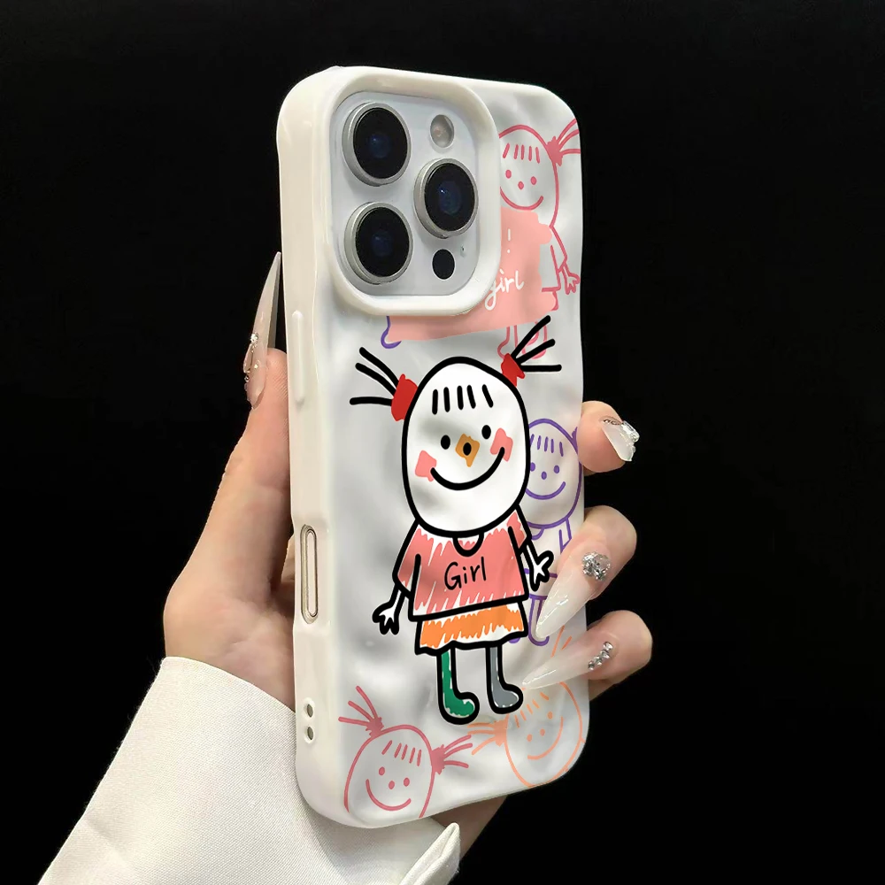 Koreanisches Niedliches Mädchen-Linien-Design Weiche Silikon-Handyhülle für iPhone 17 16 15 14 13 12 11 Pro Max 14 Plus 17Air Falten-Wellen-Design – Detail 8