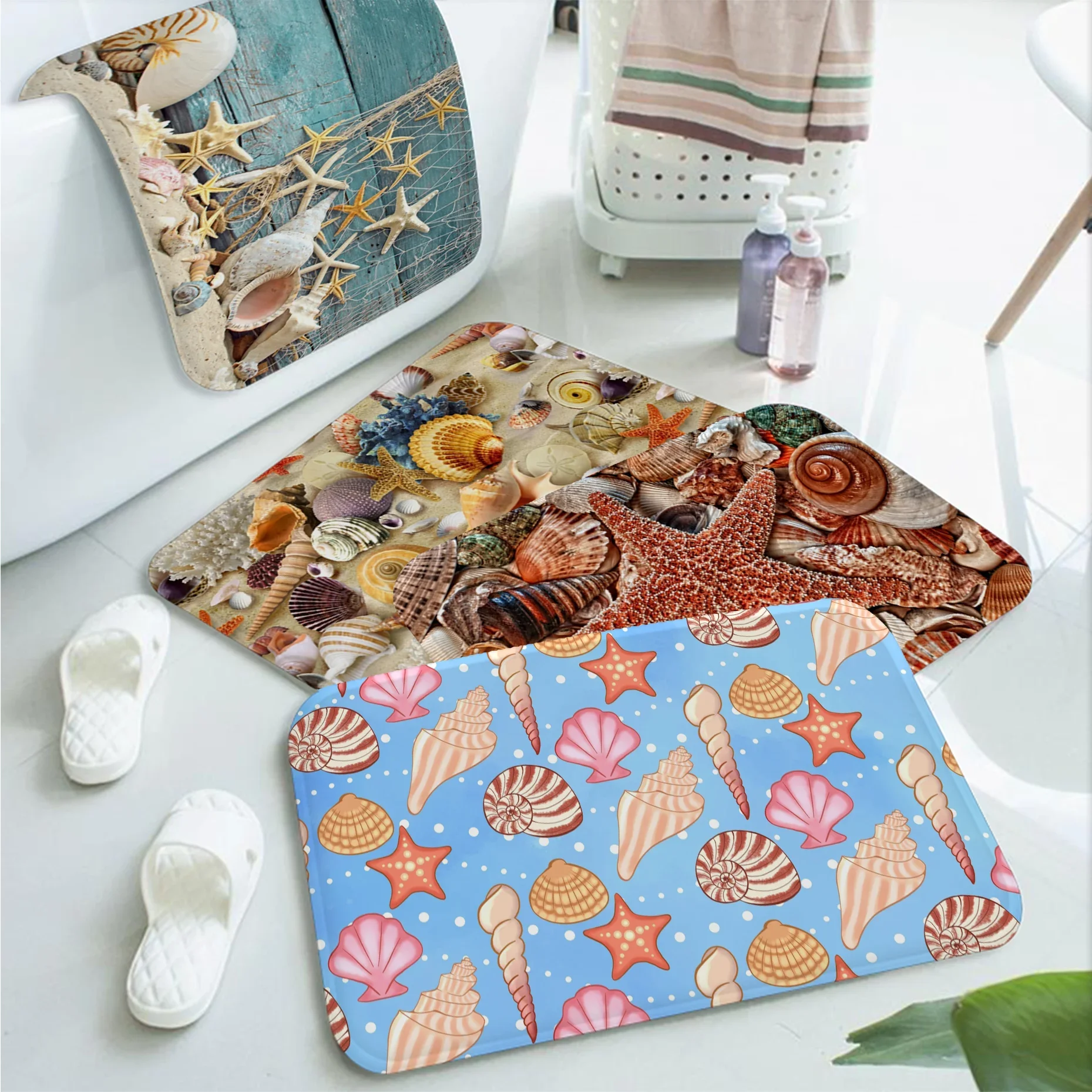 

Beach Shell Starfish Floor Mat Bath Mat Nordic Style Home Doormat Bathroom-Toilet Mats Bedroom Welcome Doormat