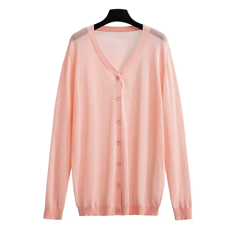 Big Size Women Clothing Extra Large Women 100 175kg Bust 150 160cm Ice Silk Sunscreen Thin Coat Knitted Cardigans
