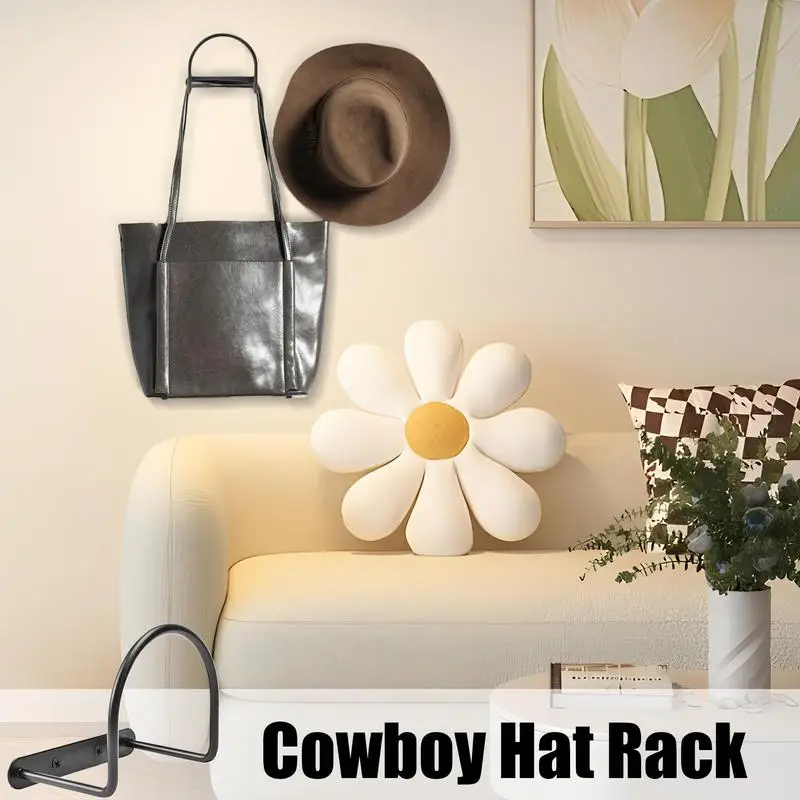 Cowboy Hat Hanger Cowboy Hat Display Rack Baseball & Western Hat Wall Hanger 4x Strong Hold Metal Hat Hooks For Wide Brim Hat