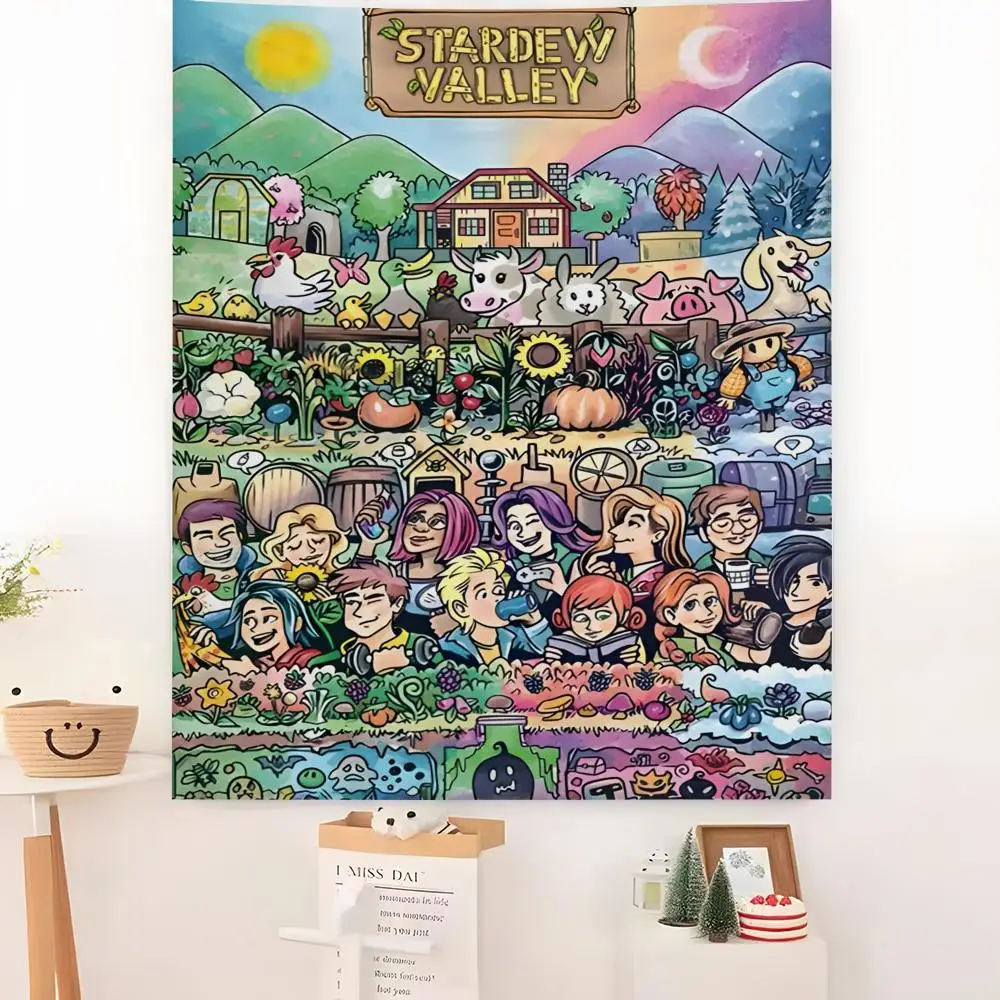 S-Stardew V-Valley Game Tapestry Microfiber Background Art Decor For Bedroom Living Room Bar Garden Outdoor Festival Wall Deco