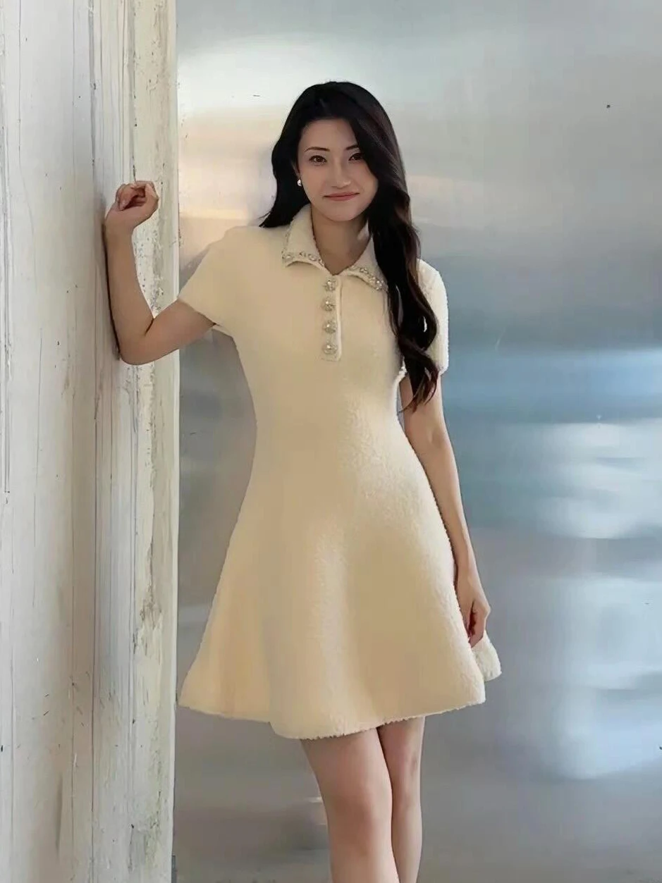 

SelfSP Вязаная версия цвета слоновой кости Dr pro Вечерние наряды Cisas Новогодний бал Сладкая шерстяная смесь с высокой талией ор Dr