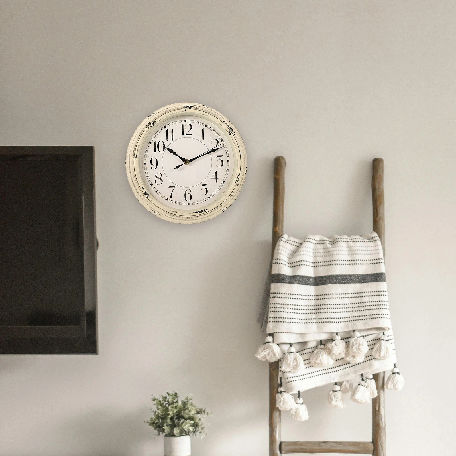 

Retro Wall 12 Inch Beige Vintage Home Decor Mute Silent Hanging Clock for Convenient Wall Clocks Living Bedroom Office