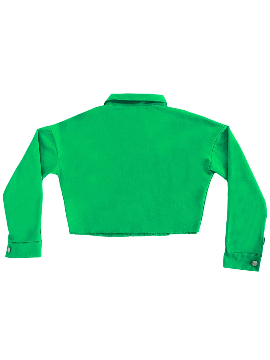 Džínová krátká bunda pro ženy s dlouhým rukávem a klopou, dámská jarní a podzimní bunda s knoflíky a zkráceným lemem - náhled 2