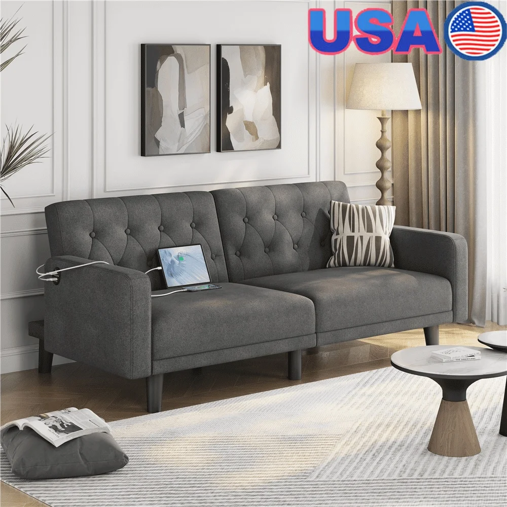 

Трансформируемый диван-футон с USB-портами, регулируемые углы, удобные сиденья, прочный каркас, гостиная, офис, гостевая комната