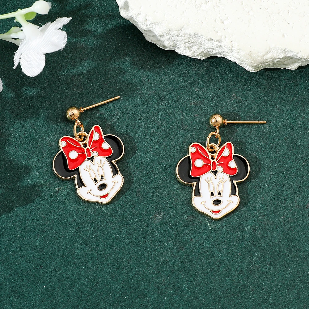 Cartoon Minnie Earrings for Women, Ear Stud Piercing, Jewelry Accessories, Girl Gift