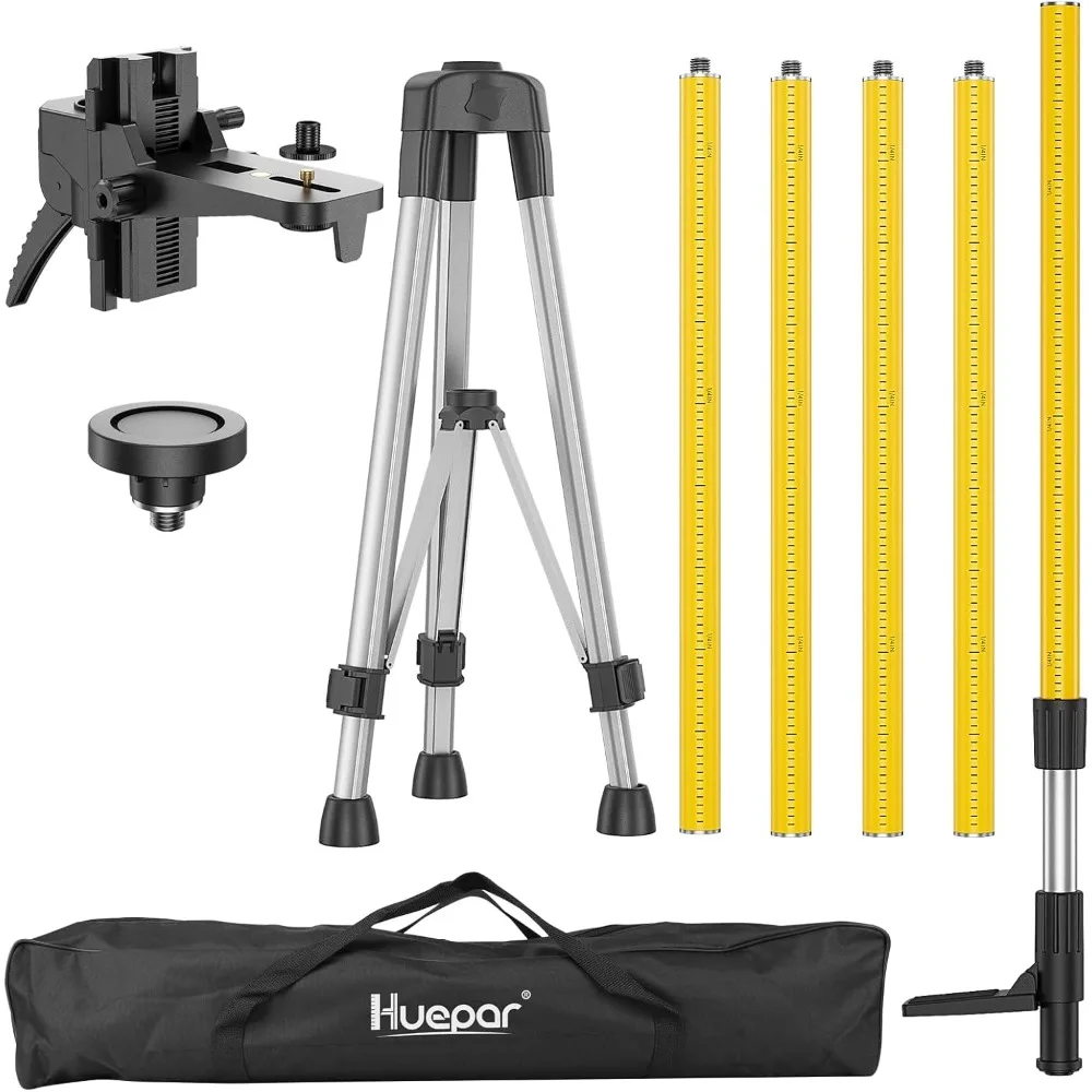 Professional Laser Level Pole with Tripod and Laser Mount for Rotary and Line Lasers, Adjustable Telescoping Laser Pole