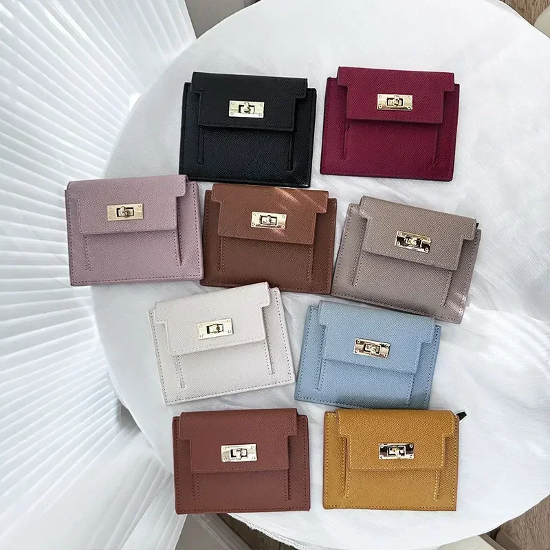 New solid color Japanese high appearance level storage wallet large capacity girl cute senior two fold zero wallet