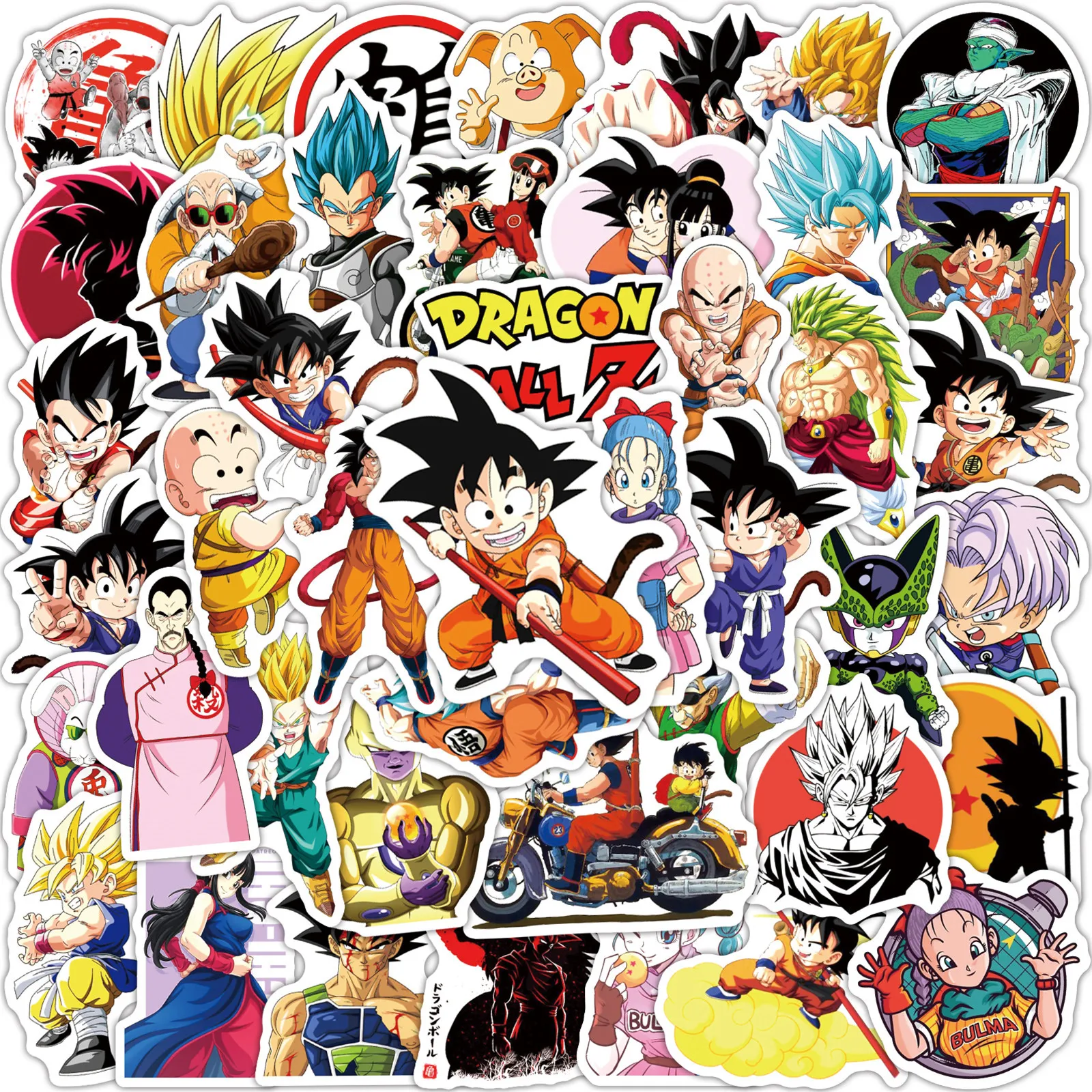 50pcs Dragon Ball Stickers Pack DIY Decoration Waterproof Phone Case Laptop Skin Cute Anime Sticke Kawaii Packaging Art Supplies