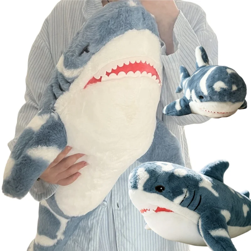 Cute Camouflage Spot Shark Plush Toy Soft Stuffed Sea Animal Throw Pillow Large Shark Plush Cushion For Bedroom Sofa Xmas Gifts