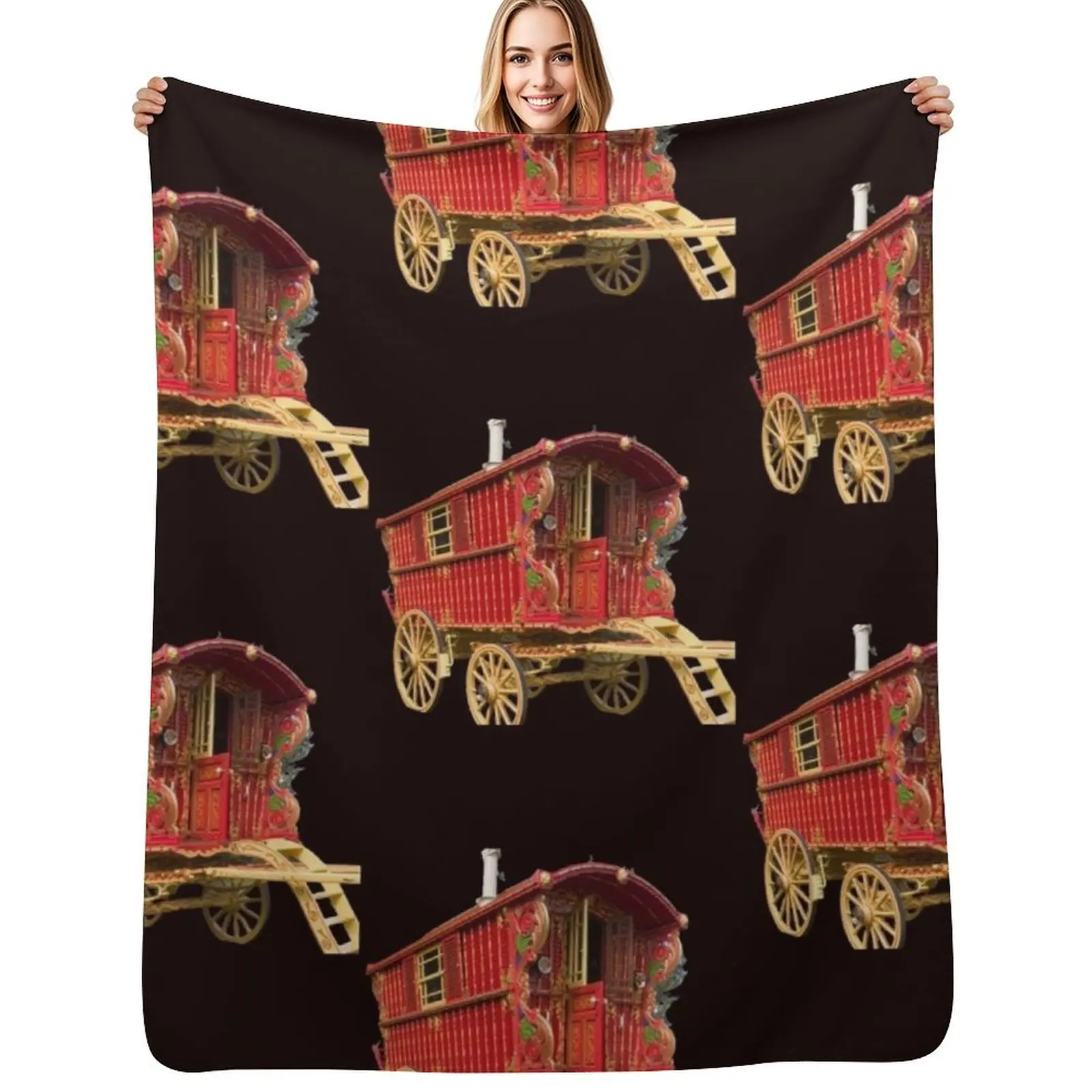 

traditional wagon vardo Throw Blanket Warm Plush Fuzzy Blanket for Living Room
