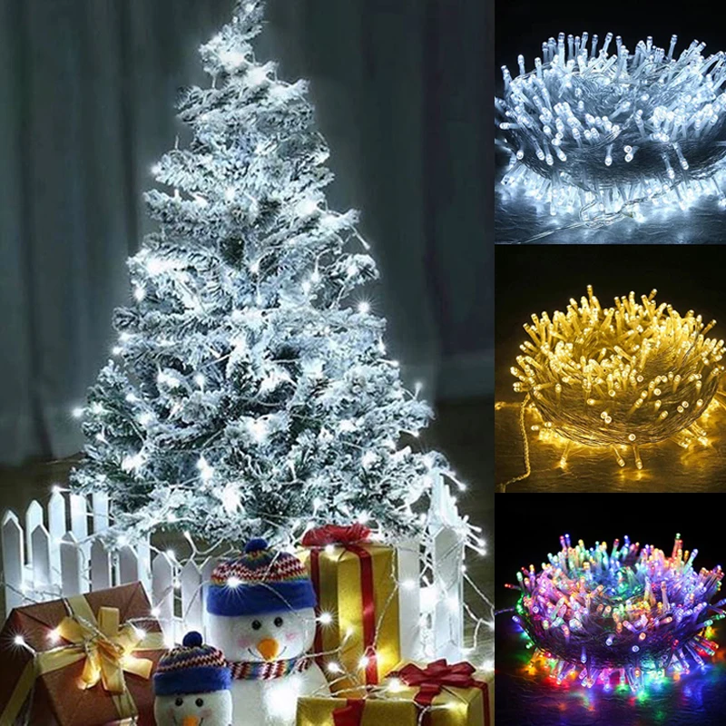 220V EU Plug 10/20/50M Outdoor Christmas LED String Light Garlands Decoraction Fairy Lamp For Home Wedding Party Holiday Lights