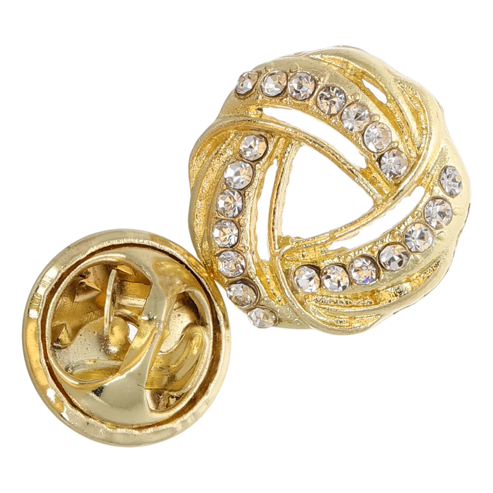 دبوس طية صدر السترة على شكل دائرة ذهبية، مشبك طوق معدني أنيق للنساء، إكسسوار بروش مناسب آمن، ظهر دبوس مزخرف أنيق #1