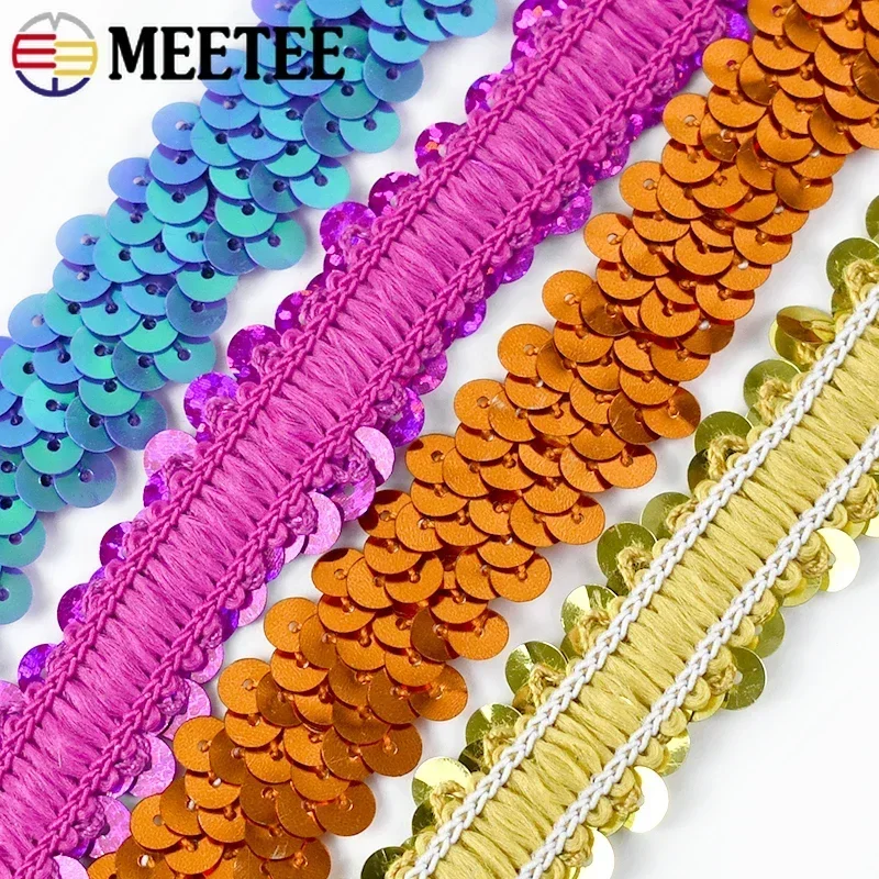 3/5/10/20Y 20mm Sequins Lace Trim Ribbon Stage Performance Party Cosplay Wedding Clothes Fabric for Sewing Accessories